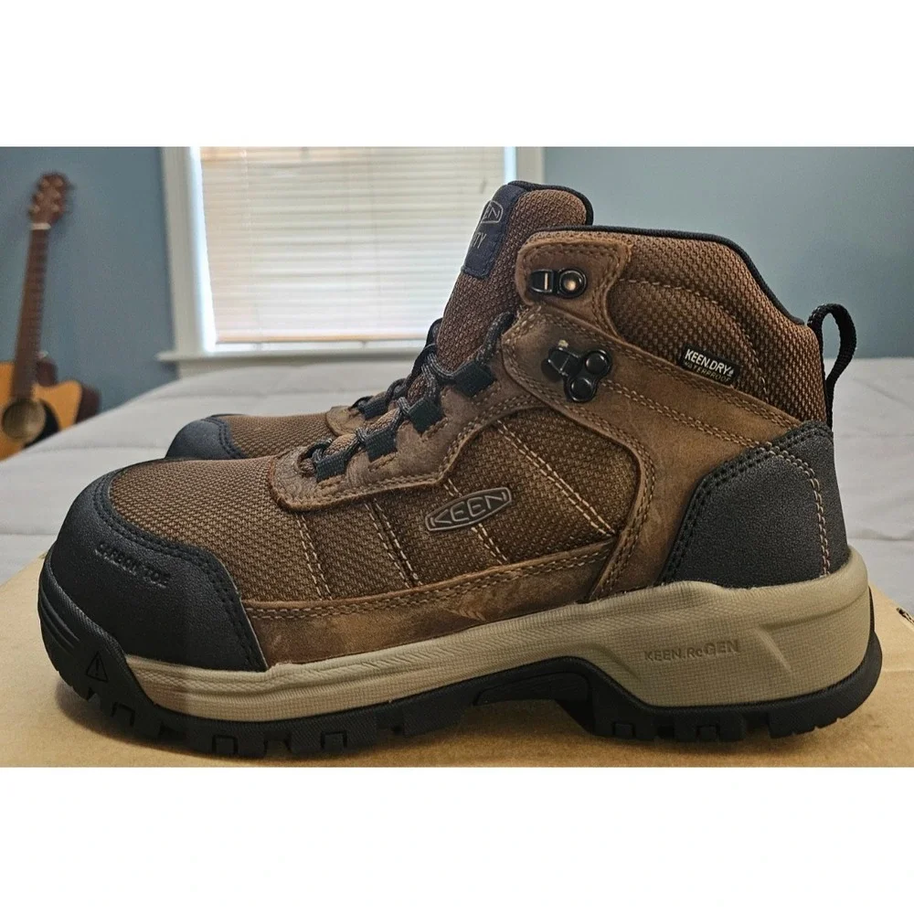 KEEN® (Men's 8.5 D) Skokie™ Waterproof Carbon-Toe Work Boot in Earth - $165